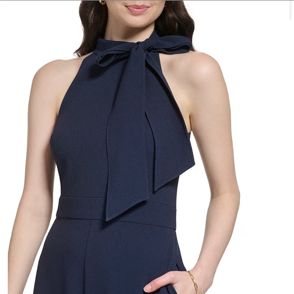 Vince Camuto Sleeveless Bow Tie Mock Neck Jumpsuit - Size 14